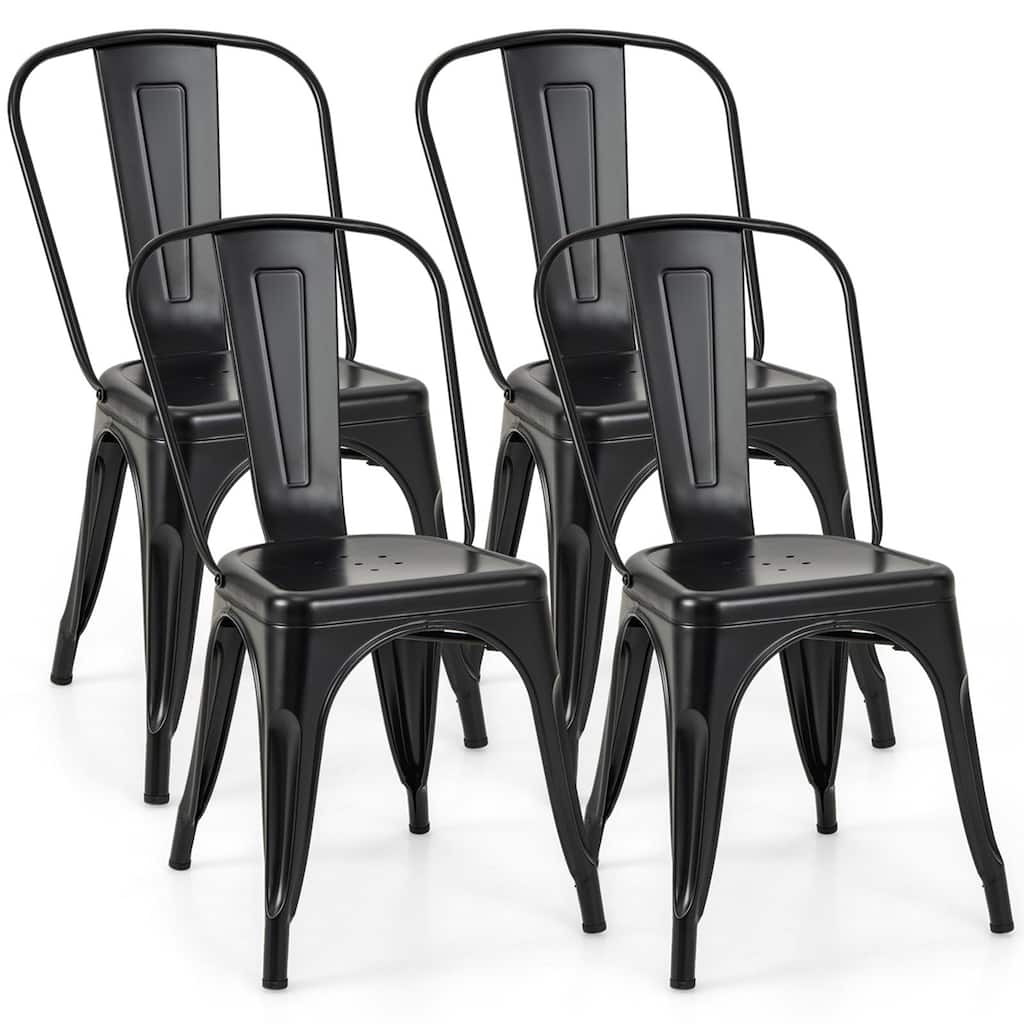 Costway 18" High Back Bar Stools Set of 4 with Removable Backrest for - See details