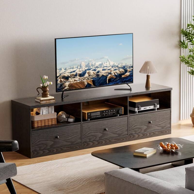 Modern Entertainment Center with Large Open Shelf TV Stand for TVs Up to 80 Inches for Living Room Office - N/A