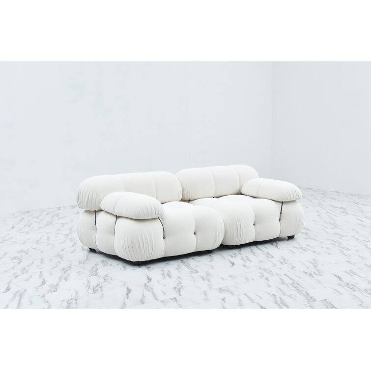 Leeven 76'' Upholstered Loveseat - White