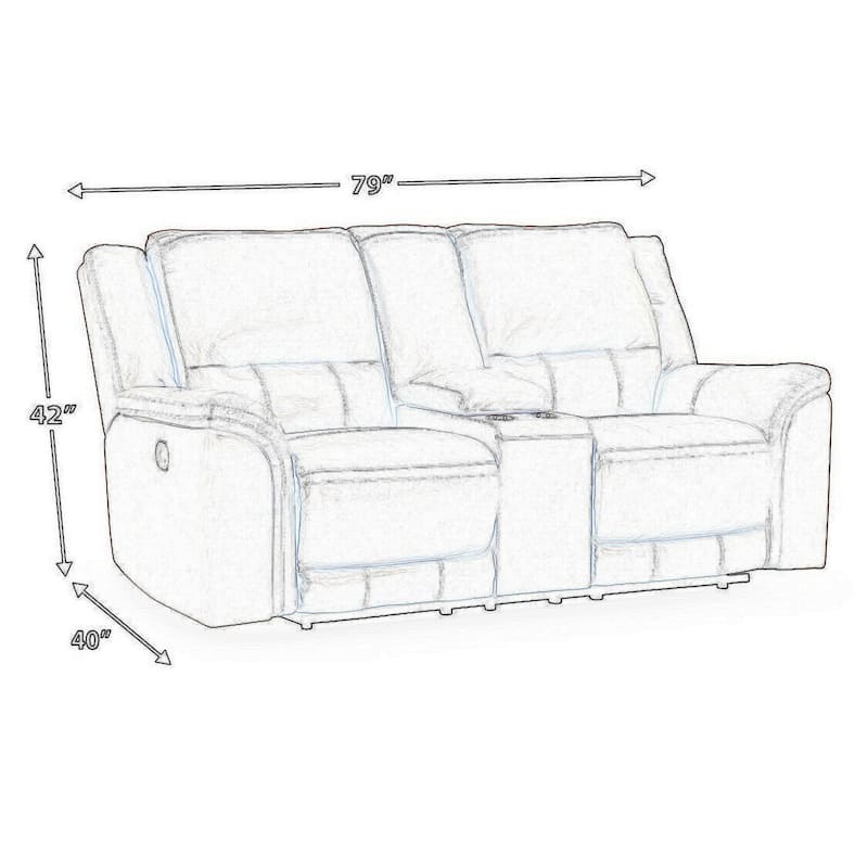 Trasi Power Recliner Loveseat, Caramel Brown Leather, USB Port 79 Inch