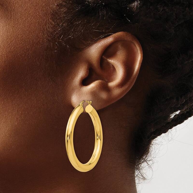 Curata 10k Yellow Gold 5mm Polished Lightweight Large Hoop Earrings - 30mm 35mm 40mm 45mm 50mm