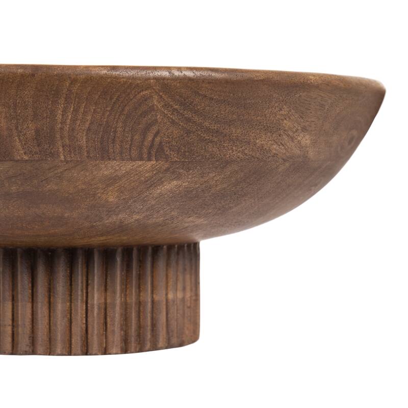 Kate and Laurel Rooks Ribbed Wood Bowl - 12x12x5