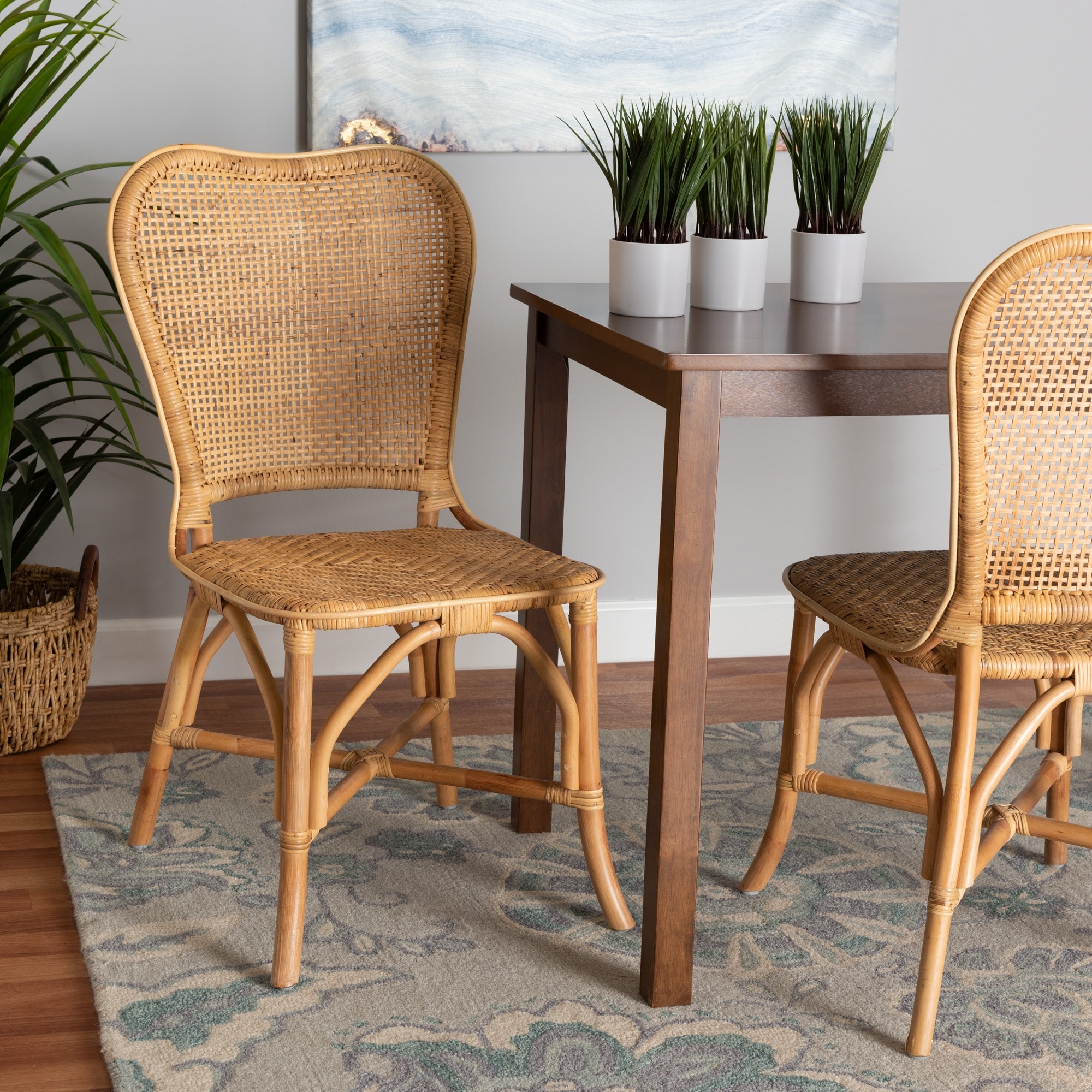 Irene Modern Bohemian Natural Rattan Dining Chair On Sale Bed