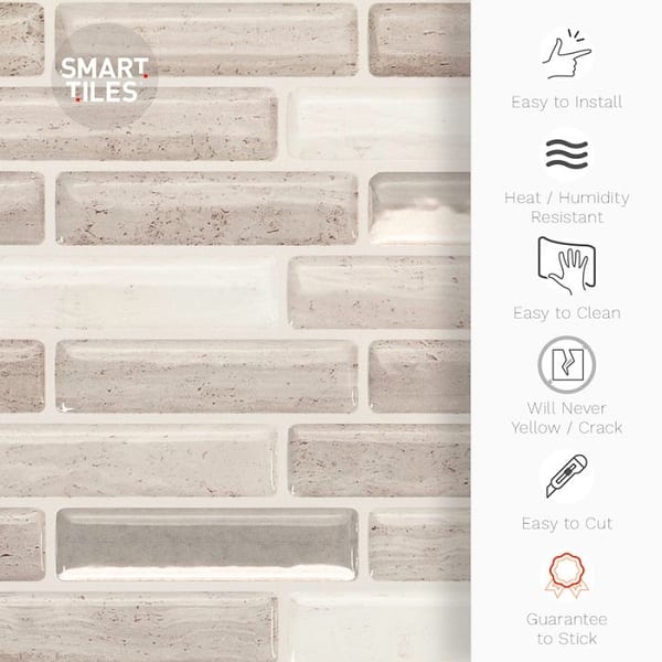 Smart Tiles 10.20 in x 9 in Peel and Stick Self-Adhesive Mosaic Backsplash Wall Tile - Milenza Vasto (4-Pack) Smart Tiles 10.20 in x 9 in Peel and Stick Self-Adhesive Mosaic Backsplash Wall Tile - Milenza Vasto (4-Pack)