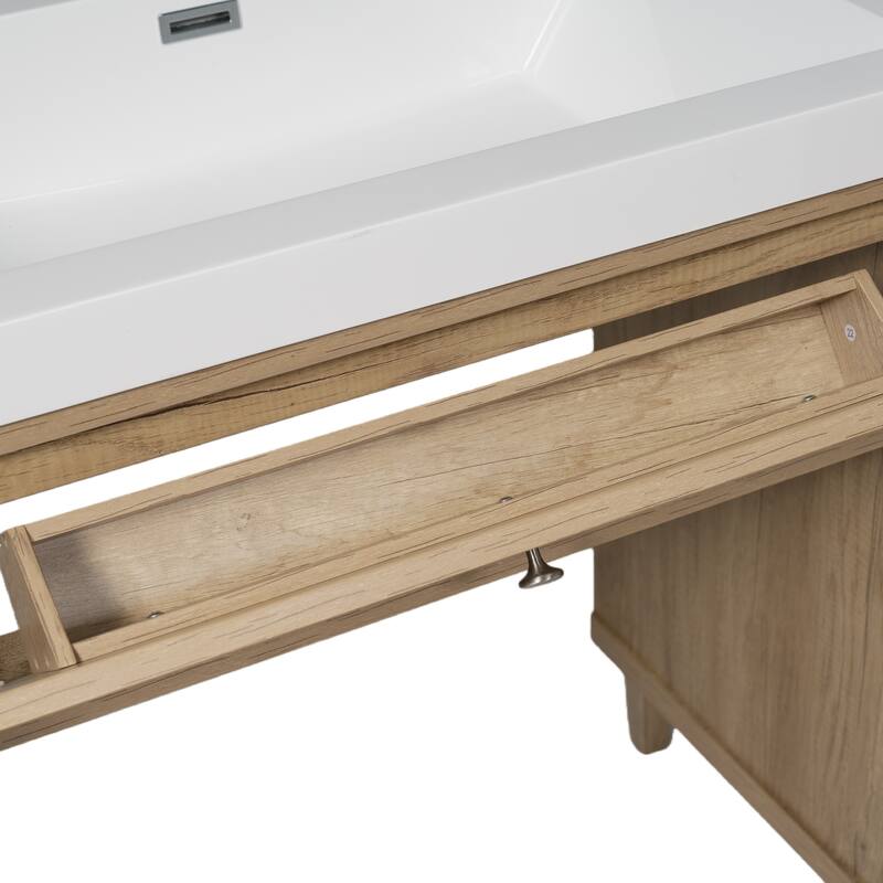 Christopher Knight Home - Aurelia Modern Solid Wood Legs Bathroom Vanity with Spacious Storage and Tip-Out Tray