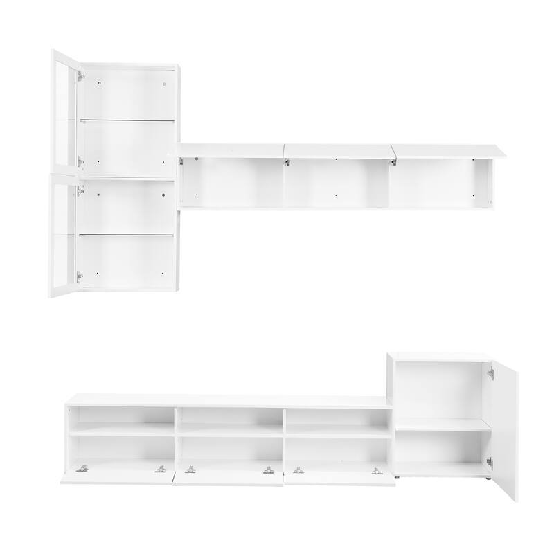 ON-TREND High Gloss TV Stand with Ample Storage Space, Media Console for TVs Up to 78", Versatile Entertainment Center with Wall