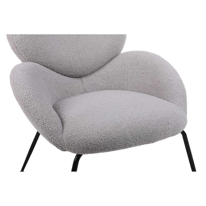 Modern Sherpa Chairs Accent Armchairs for Living Dining Room, Upholstered Chairs with Black Metal Legs, Comfy and Soft Chairs