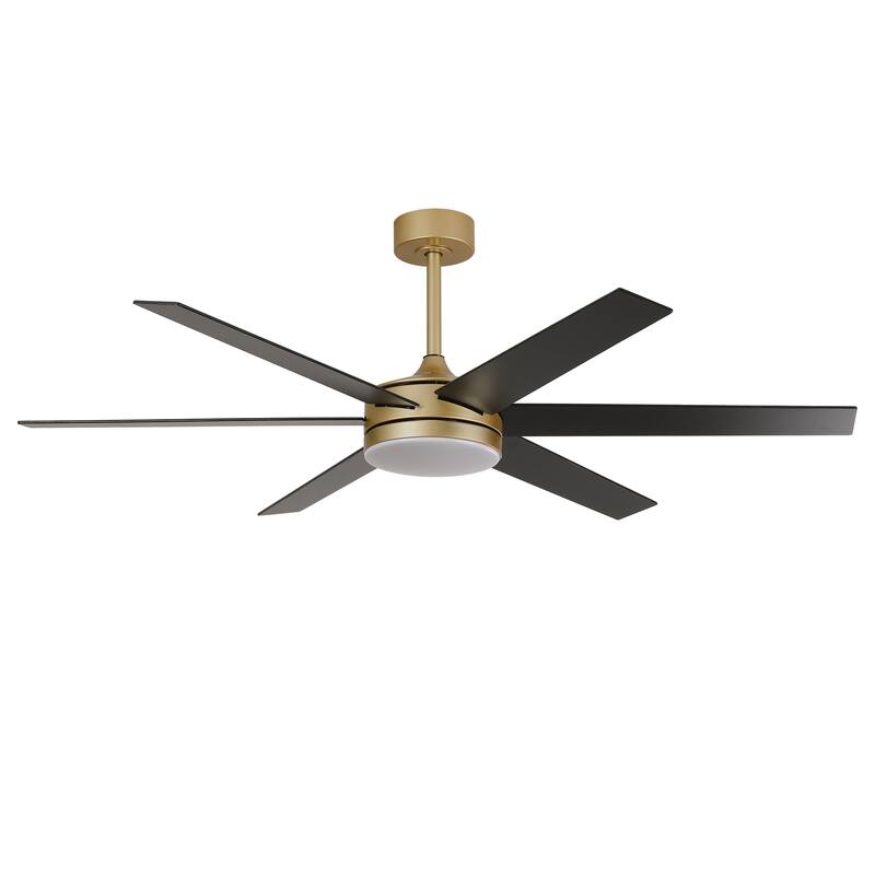 Vaczon 60" Transitional Gold Reversible Blades Smart Ceiling Fan with Dimmable LED Light and Remote