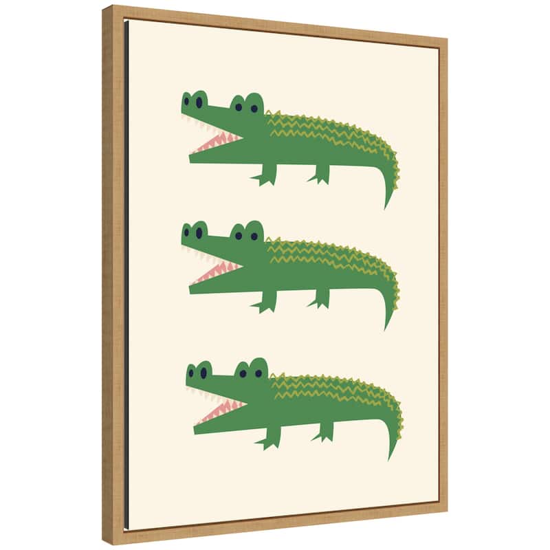 Kate and Laurel Alligator by Laura Moss Framed Canvas Wall Art Print - 18x24