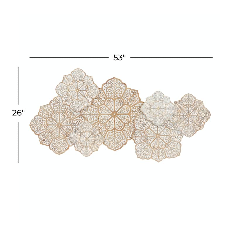Wood Floral Intricately Carved Home Wall Decor - White - Roche River Decor