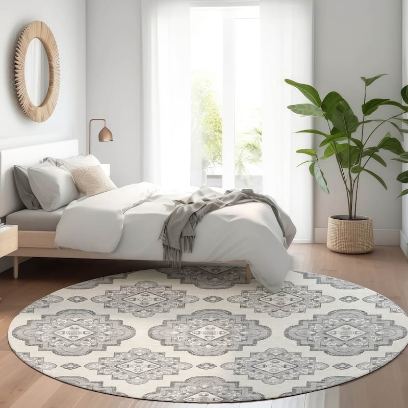Premium Washable Super Soft Global Glam Mayfield Rug - Gray - 8' x 8'