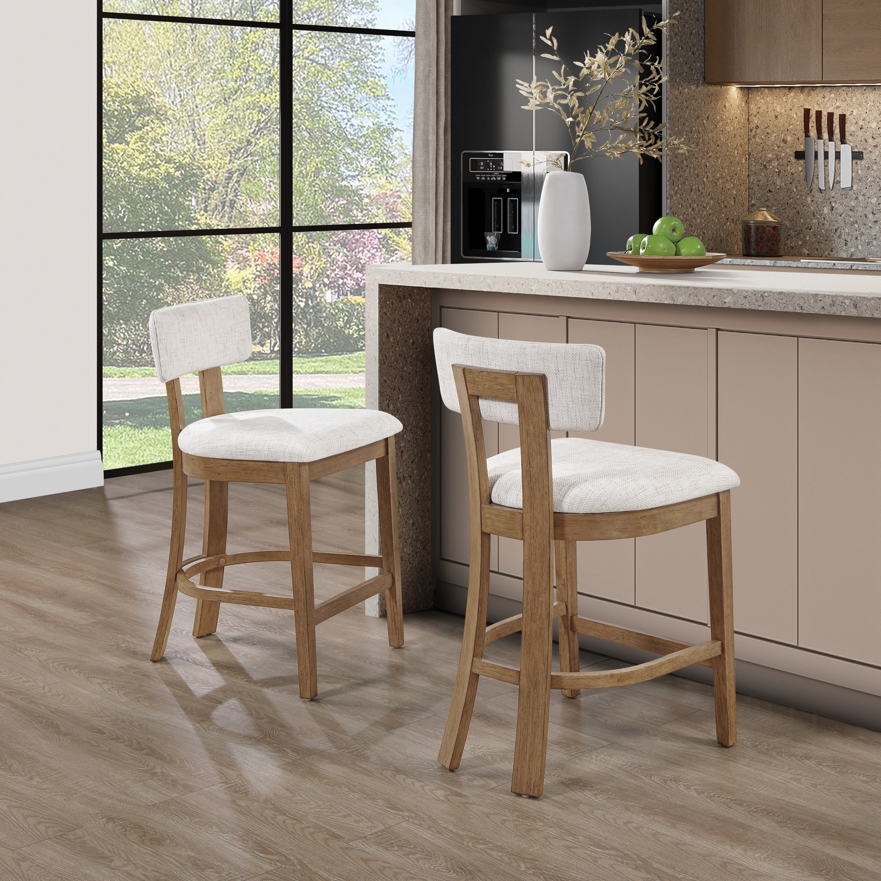 OSP Hanson Counter Stool (2-Pack) with Footrest and Leather