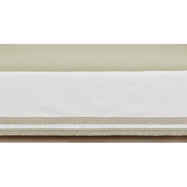 slide 2 of 3, Beige Tan Fringe Girl Crib Bed Skirt for Watercolor Boho Floral Garden Flower Bohemian Farmhouse Vintage Shabby Chic Collection