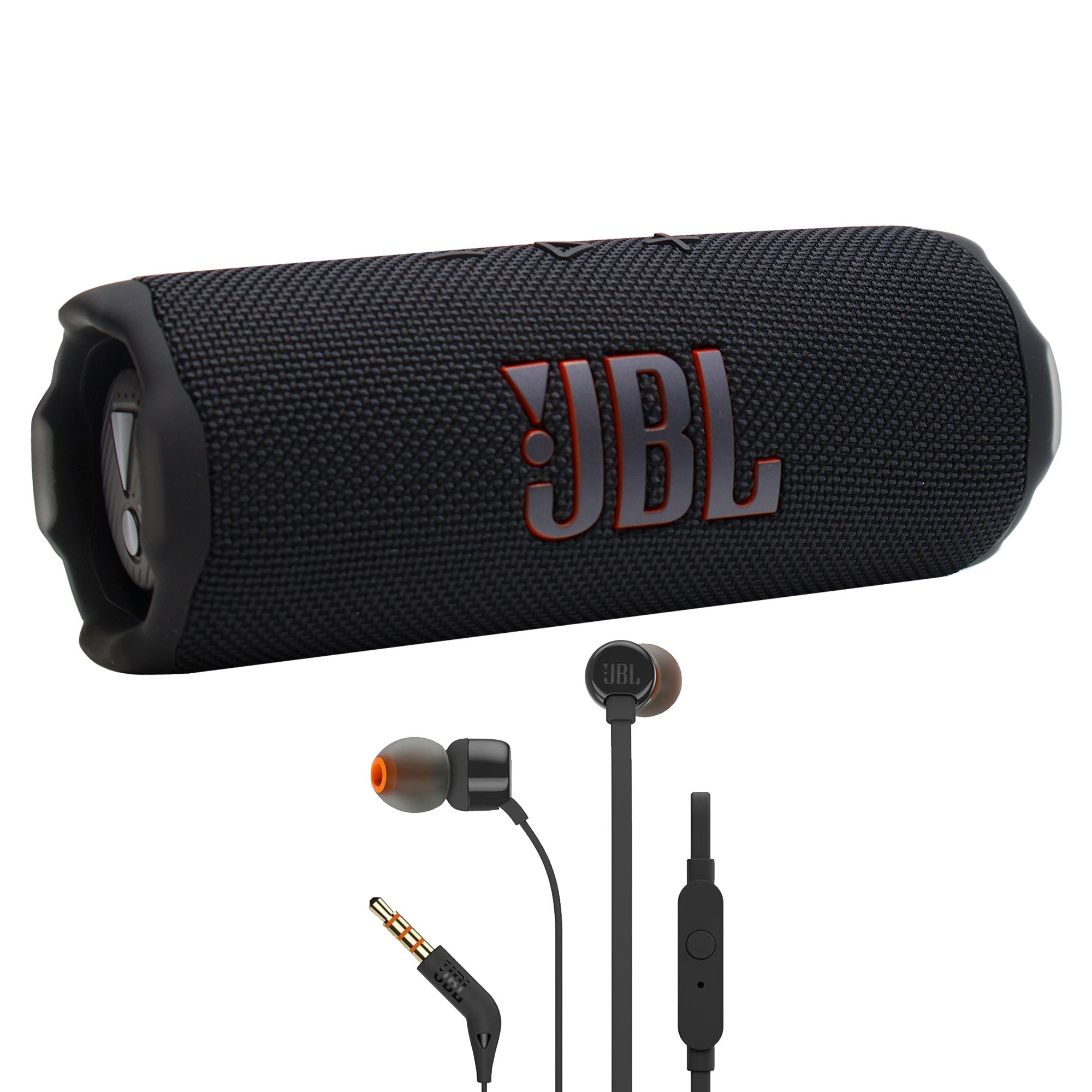 JBL Flip 7 Portable Waterproof Bluetooth Speaker (Black) + JBL T110 in Ear Headphones