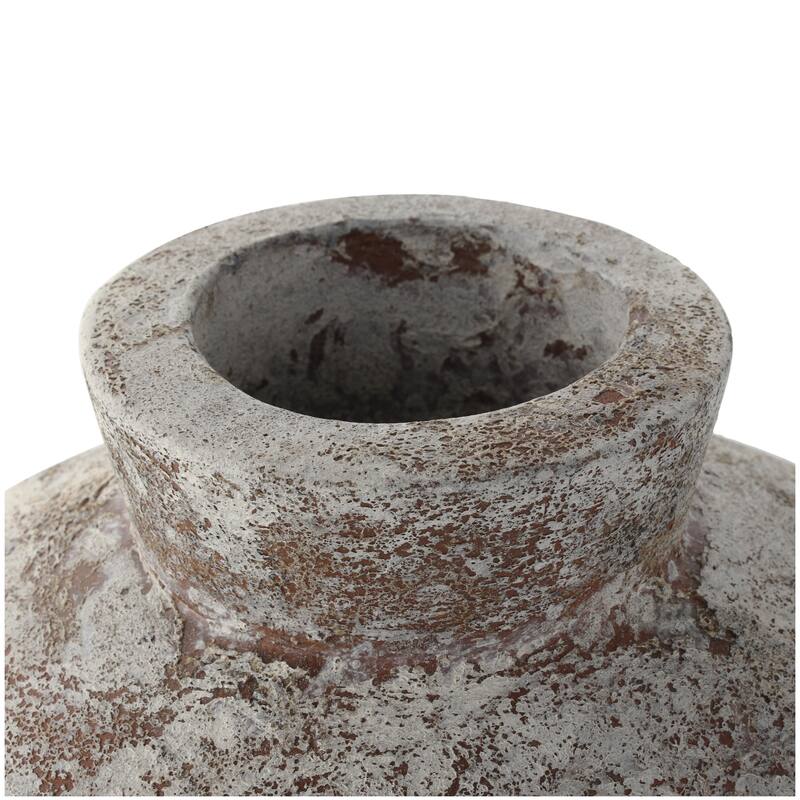 Ceramic Antique Style Textured Square Decorative Vase - Brown - Roche River Decor