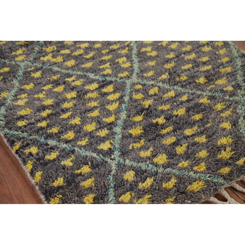 Trellis Geometric Moroccan Oriental Accent Rug Handmade Wool Carpet - 3'0" x 4'11"