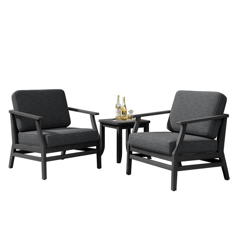 Teak Outdoor Bistro Set with Weather-Resistant Cushions (3-Piece Set)