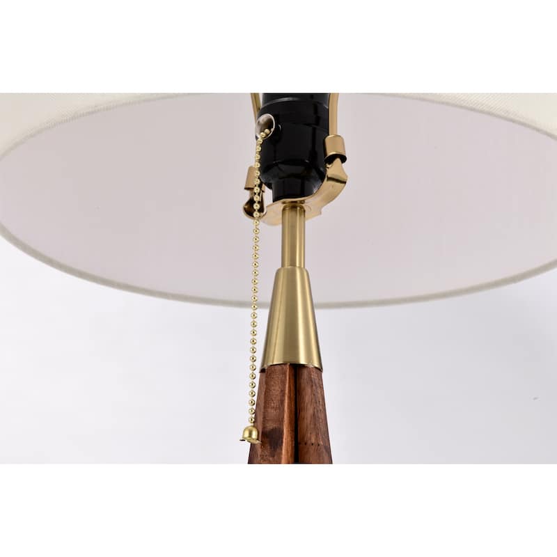 Linen Shade 6 Inch Brass Base Finish Pull Chain Table Lamp