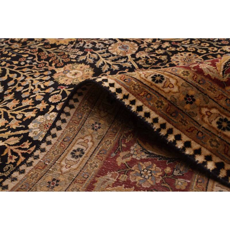 ECARPETGALLERY Hand-knotted Mirzapur Black, Dark Red Wool Rug - 7'8 x 9'9