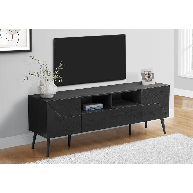 Tv Stand, 72 Inch, Console, Media Entertainment Center, Storage Drawer, Walnut Laminate, Mid Century, Modern