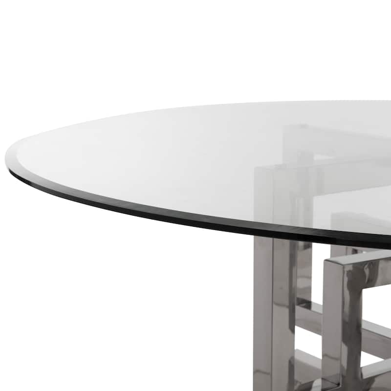 SAFAVIEH Couture Harlan 54-inch Glass Top Round Dining Table - 54"W x 54"D x 30"H