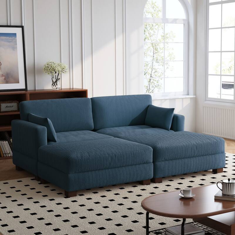 88" Convertible Larger Couch Modular Sectional Sofa Set - Navy Set