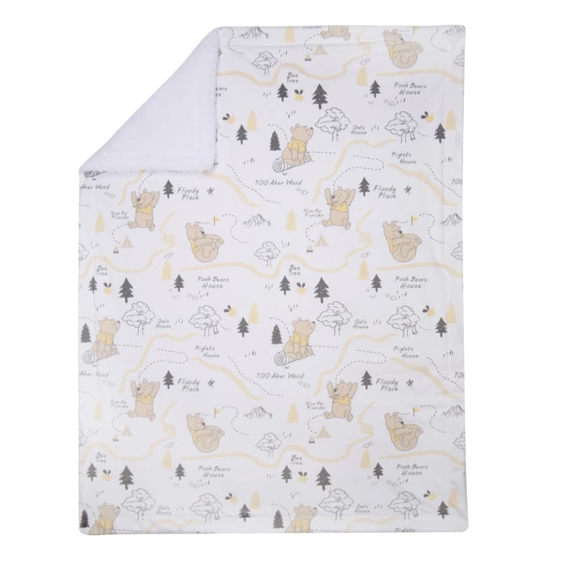 Lambs & Ivy Disney Baby Pooh and the Hundred Acre Woods White Baby Blanket