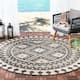SAFAVIEH Veranda Eyvor Indoor/ Outdoor Waterproof Patio Backyard Rug - 8' x 8' Round - Ivory/Grey
