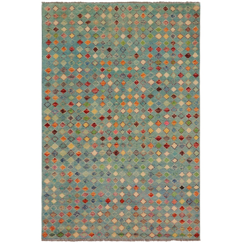 Boho Chic Balochi Yu Blue/Rust Hand Knotted Wool Rug - 4'9'' x 8'1''