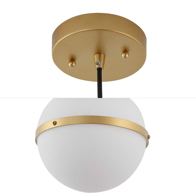 Porter 8" Modern Minimalist Globe LED Pendant Light, By JONATHAN Y