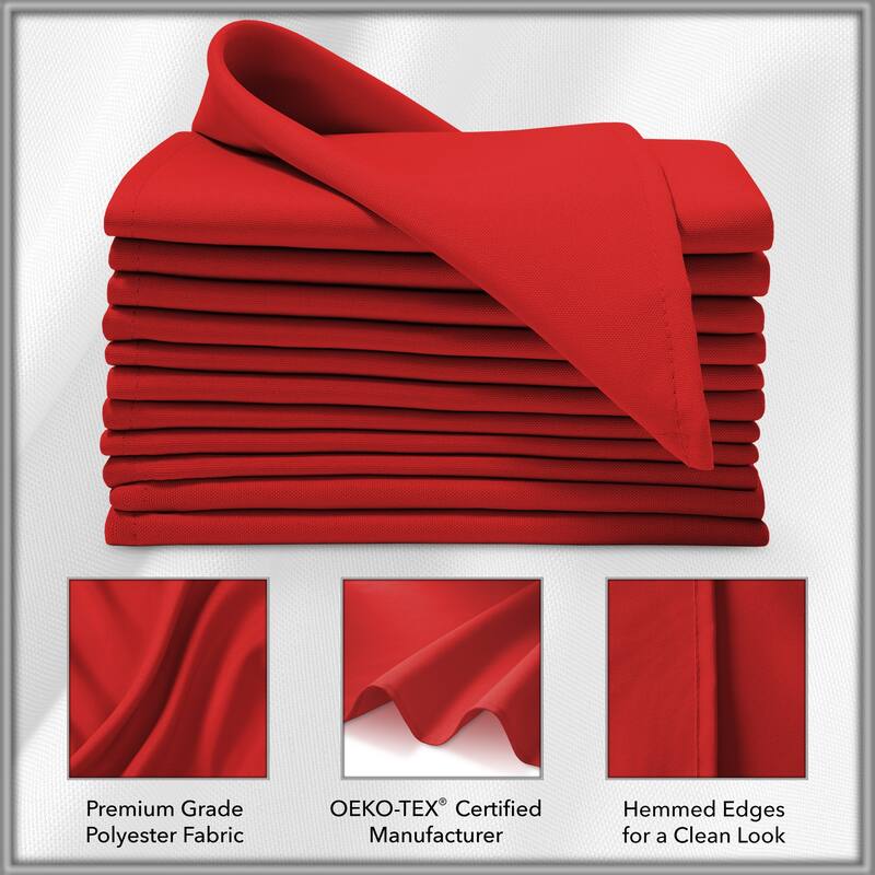 12 Pack 20 Inch Polyester Cloth Dinner Napkins for Party Restaurant