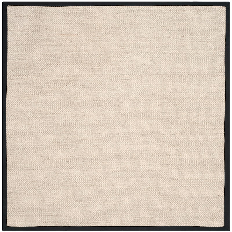 SAFAVIEH Natural Fiber Pacific Casual Border Sisal Rug - 4' Square - Marble/Black - Square