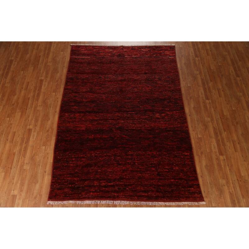 Hand Knotted Oriental 100% Wool Carpet Modern All-Over Red Moroccan Area Rug - 9' 9'' X 6' 9''
