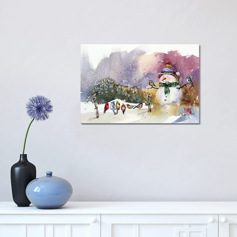 iCanvas "Snowman And Songbirds" by Dean Crouser Canvas Print - 12x18x1.5