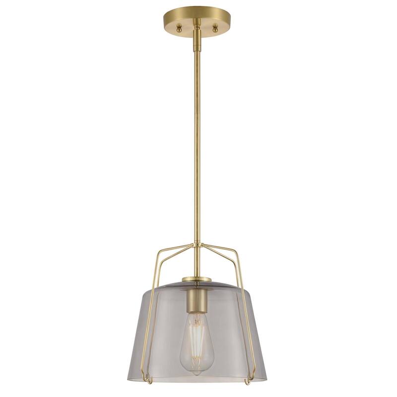 Westinghouse Lighting Hallein One Light Indoor Pendant, Champagne Brass Finish, Smoke Grey Glass - 1-Light - 1-Light - Champagne Brass