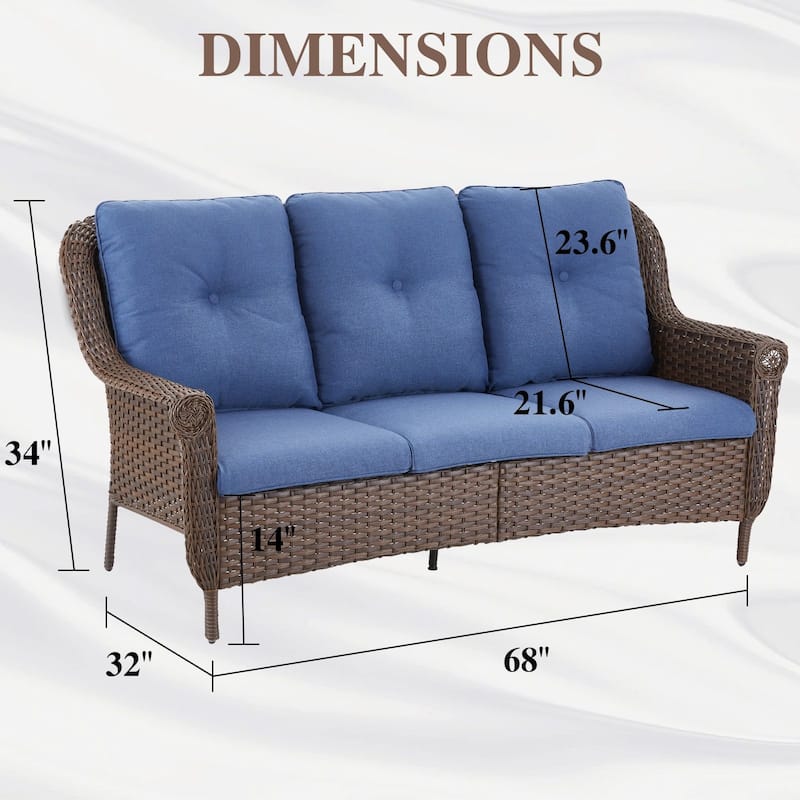 3-Seat Outdoor Patio Sofa Couch Furniture