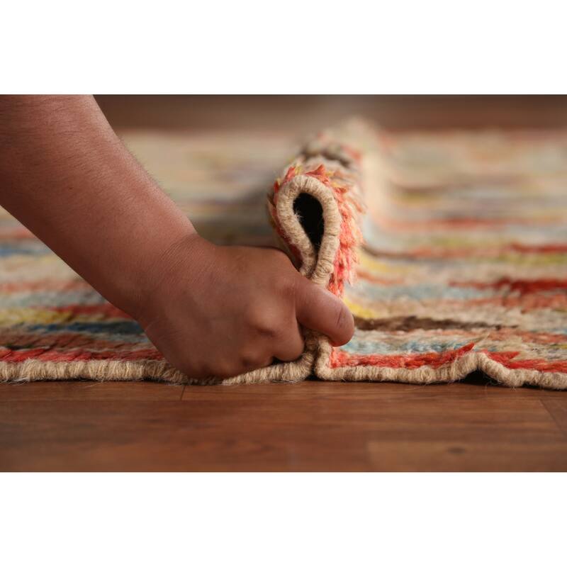 All-Over Trellis Geometric Moroccan Oriental Rug Handmade Wool Carpet - 6'7" x 9'11"