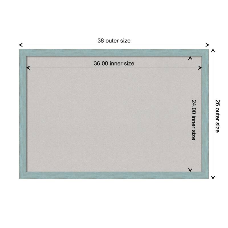 Sky Blue Rustic Wood Framed Grey Corkboard Bulletin Board - Board Size 36x24