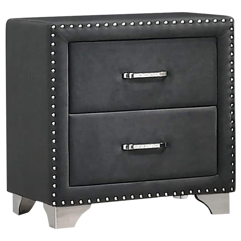 Giya 4pc King Bedroom Set, Classic Tufted Dark Gray Velvet Upholstery