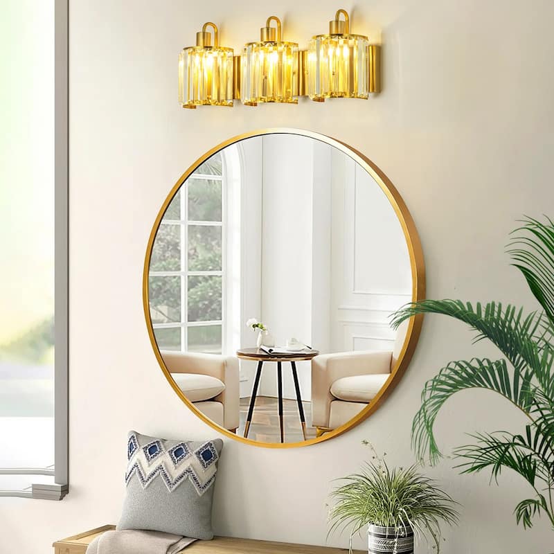 3-Light Modern Luxury Metal & Crystal Vanity Wall Light for Bathroom