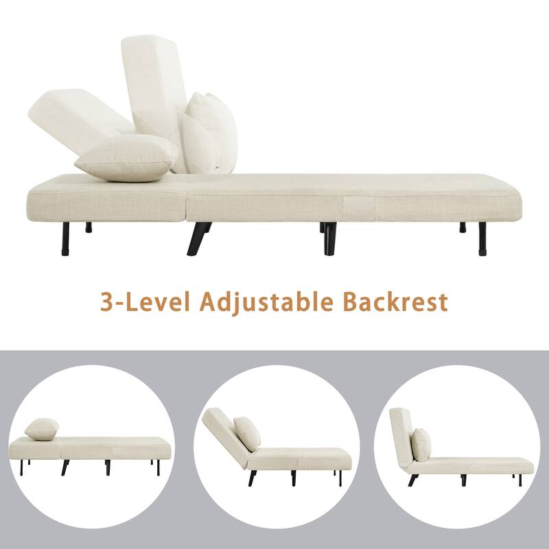 Foldable Chaise Lounge Convertible Chair Bed with Footrest