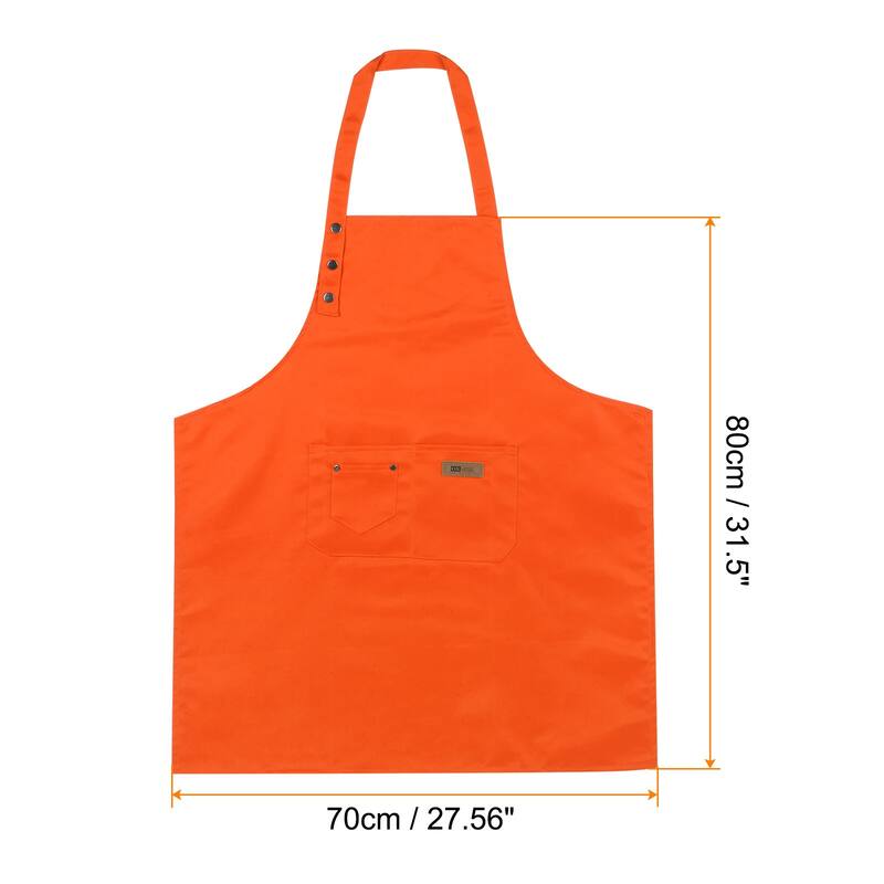 Adjustable Kitchen Cooking Aprons 80x70cm Cotton Art Apron - 80cmx70cm - Orange