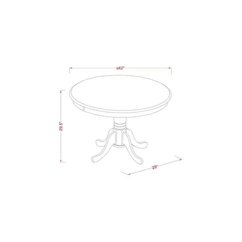 HomeStock 5-Pc Round Mahogany Finish Solid Wood Top Dining table with 4 Chairs