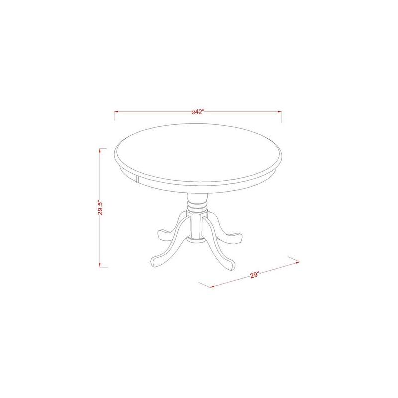 Round Kitchen Table Set with 4 Chairs - Linen White Asian Fusion Dining Set