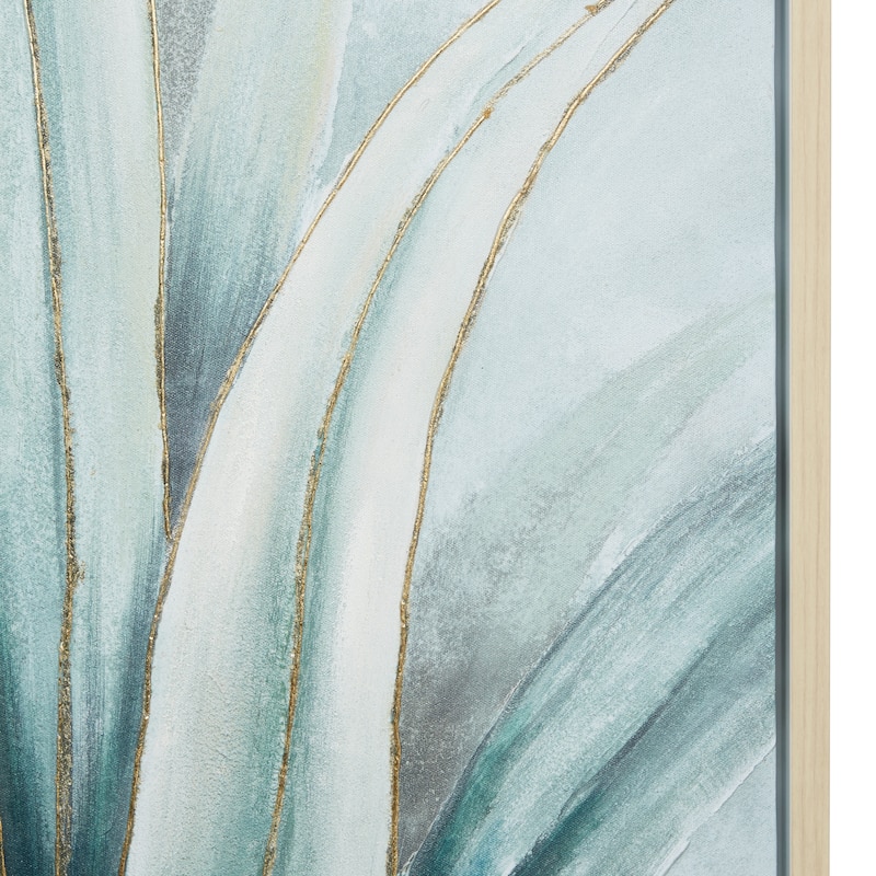 White Canvas Handmade Floral Framed Wall Art with Gold Frame