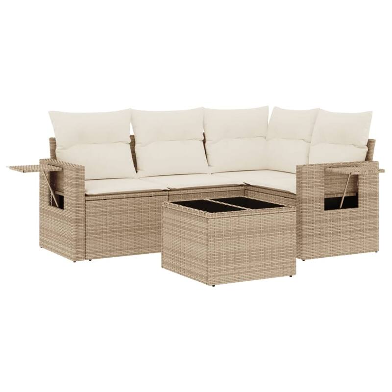 vidaXL Patio Sofa Set with Cushions Outdoor Conversation Furniture Poly Rattan