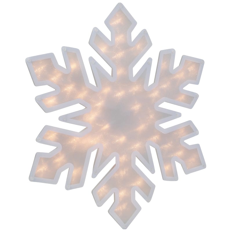Lighted Snowflake Chistmas Window Decoration - 20" - Clear Lights