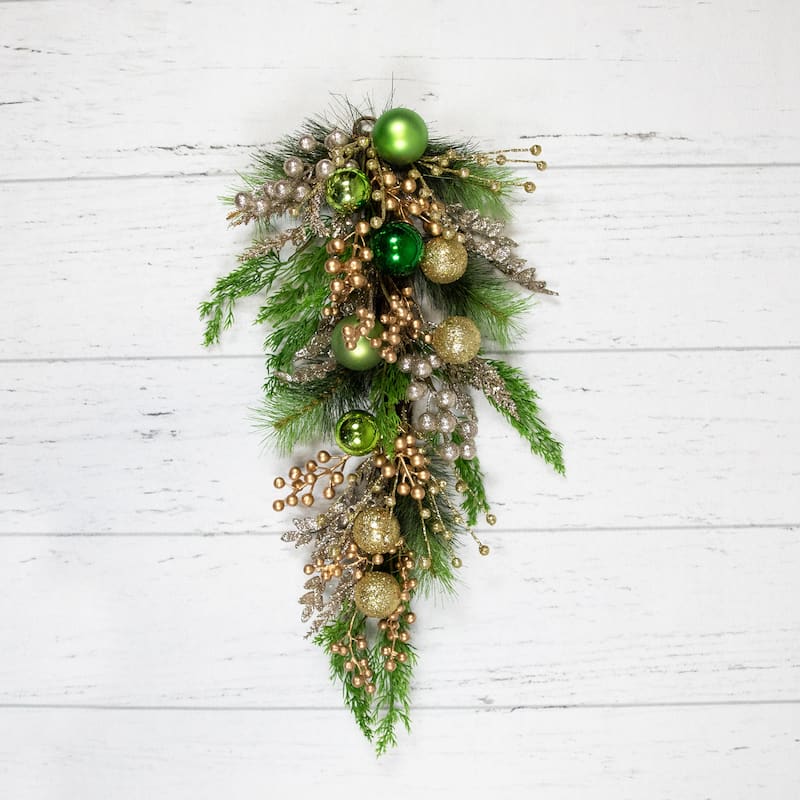 Ball Ornaments and Berries Glittered Artificial Christmas Swag - 25"