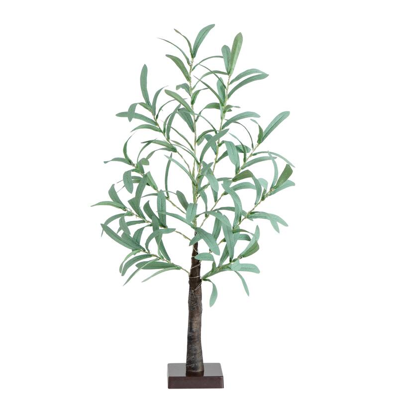 Pre-Lit Battery Operated Olive Artificial Tree - 2' - Warm White LED Lights