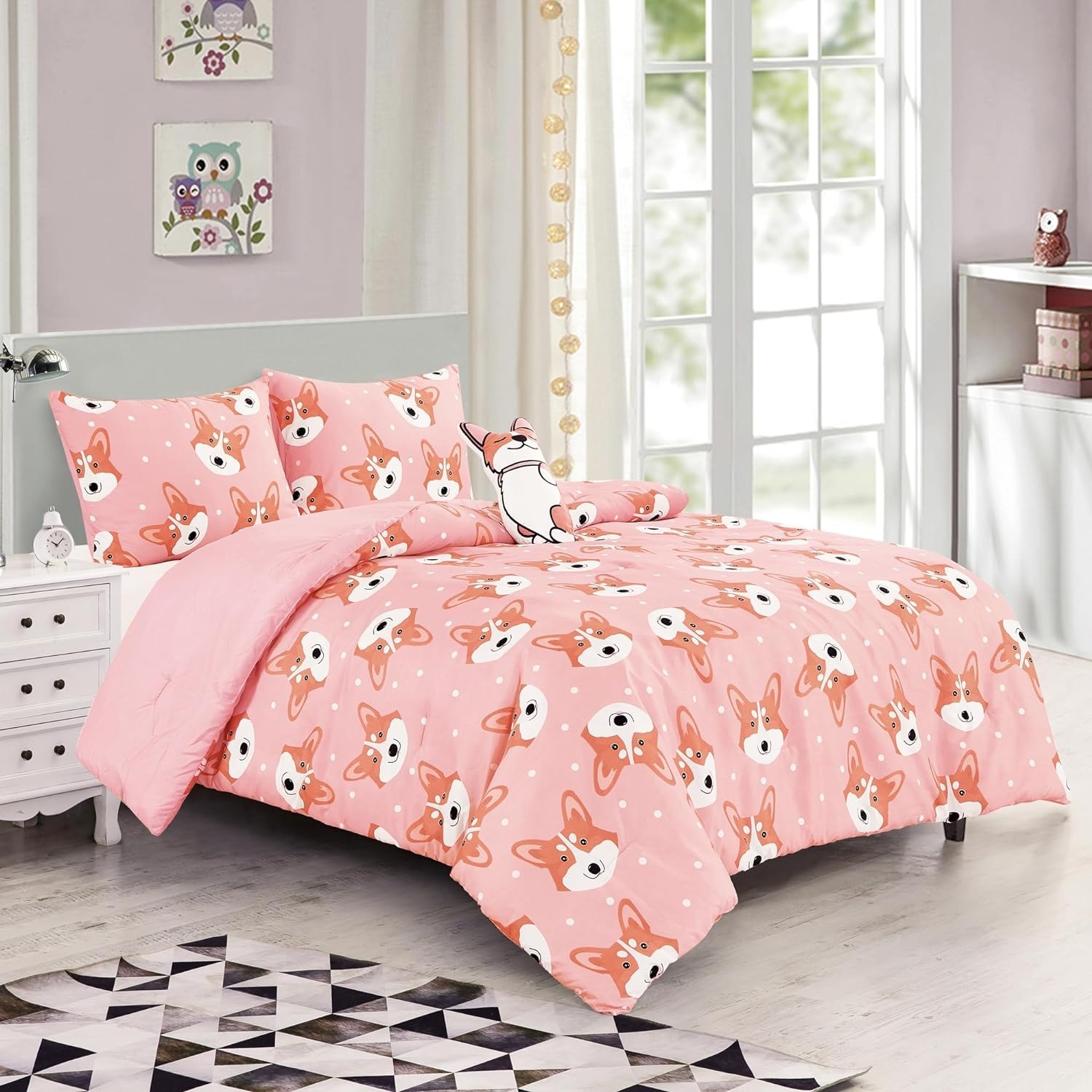 Pink Orange Corgi Dogs Kids Comforter Set Embroidery Soft Bedding Set On Sale Bed Bath Beyond 40556721
